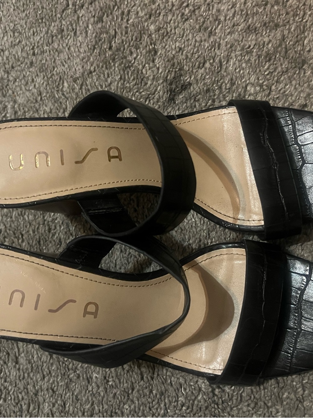 Unisa Black Croc-Embossed Slide Heels